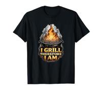 I Grill Therefore I Am Funny BBQ Grill Filosofia Maglietta