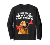 I Grind So My Dog Can Snack Golden Retriever Puppy Lover Cucciolo Maglia a Manica