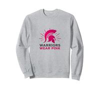 I guerrieri Indossano Il Rosa: consapevolezza del Cancro al Seno con elmetto Spartano, Felpa, Unisex per Adulti, Grigio Melange, L
