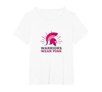 I guerrieri Indossano Il Rosa: consapevolezza del Cancro al Seno con elmetto Spartano, Maglietta, Donna Plus-Size, Bianco, 6X
