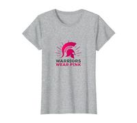 I guerrieri Indossano Il Rosa: consapevolezza del Cancro al Seno con elmetto Spartano, Maglietta, Donna, Grigio Melange, XS