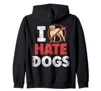 I Hate Dogs Amante Animali Gatti Felpa con Cappuccio
