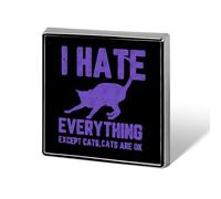 I Hate Everything Except Cats Brooch Pins for Women Men Square Collar Lapel Pins Coat Jacket Accessories