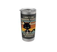 I Hate Morning People And Mornings And People Coffee Cat Bicchiere termico in acciaio inox doppia parete