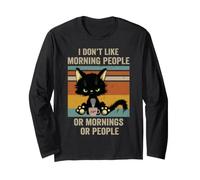 I Hate Morning People And Mornings And People Coffee Cat Maglia a Manica
