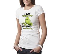 I Hate Morning People And Mornings And People Grinch And Coffee Lover Maglietta Bianca Donna Size M