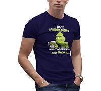 I Hate Morning People And Mornings And People Grinch And Coffee Lover T-Shirt da Uomo Blu Navy Size M