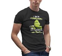 I Hate Morning People And Mornings And People Grinch And Coffee Lover T-Shirt Maglietta per Uomo Nera Size S