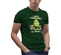 I Hate Morning People And Mornings And People Grinch And Coffee Lover T-Shirt Verde Militare da Uomo Size S