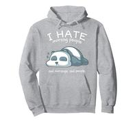I Hate Morning People And Mornings And People Panda Bear Felpa con Cappuccio, Unisex per Adulti, Grigio Melange, S
