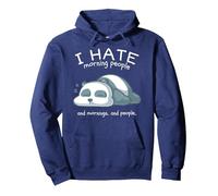 I Hate Morning People And Mornings And People Panda Bear Felpa con Cappuccio, Unisex per Adulti, Navy, M