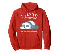 I Hate Morning People And Mornings And People Panda Bear Felpa con Cappuccio, Unisex per Adulti, Rosso, M