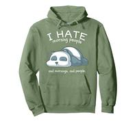 I Hate Morning People And Mornings And People Panda Bear Felpa con Cappuccio, Unisex per Adulti, Verde Salvia, XL
