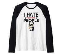 I Hate Morning People Funny Panda caffè Sarcastico Uomini Donne Maglia con Maniche Raglan