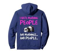 I Hate Morning People Scritte Divertenti Donna Panda Felpa con Cappuccio, Unisex per Adulti, Navy, M
