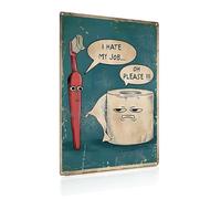 "I Hate My Job Oh Please" Funny Bathroom Signs, Vintage Metal Tin Signs for Home Bathroom Restroom Toilet Wall Art Decor Gift 25113