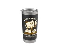 I Hate People Before I Got My First Coffee Humor Bicchiere termico in acciaio inox doppia parete