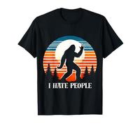 I Hate People Bigfoot Rock On Sign Forest Trail Umore Maglietta