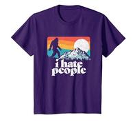 I Hate People!, Divertente, Bigfoot Mountains, Anni '80, Scherzo Grafico Maglietta, Bambini, Viola, 4 Anni