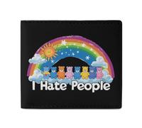 I Hate People - Portafogli a due ante con tasca frontale, con scomparti per carte di credito, per uomini e donne, 11,4 x 10,2 cm