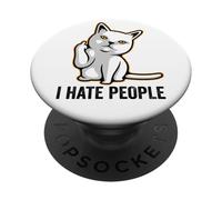 I Hate People Sign,Funny Cat Giving the Finger Flipping Off PopSockets PopGrip Adesivo