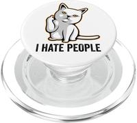 I Hate People Sign,Funny Cat Giving the Finger Flipping Off PopSockets PopGrip per MagSafe