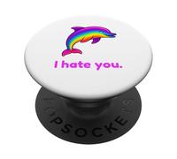 I Hate You Rainbow Dolphin Divertente PopSockets PopGrip Adesivo