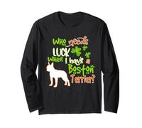I Have A Boston Terrier Dog Lucky Shamrock St Patricks Maglia a Manica
