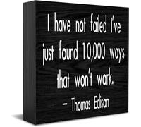 I Have Not Failed I'Ve Just Found 10,000 Ways That Won'T Work New Home Decor Rustico Idee Regalo Cartello in Legno Scrivania Mensola Agriturismo Decorazioni per la Camera 12,7 × 12,7 cm