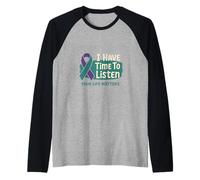 I Have Time To Listen Nastro Turchese Viola Conta Maglia con Maniche Raglan