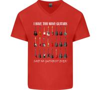I Have Too Molti Chitarre Chitarrista Acustiche Uomo Scollo A V Cotone T-Shirt