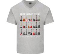 I Have Too Molti Chitarre Chitarrista Acustiche Uomo Scollo A V Cotone T-Shirt