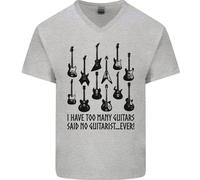 I Have Too Molti Chitarre Divertente Chitarrista Uomo Scollo A V Cotone T-Shirt