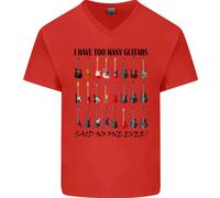 I Have Too Molti Chitarre Divertente Chitarrista Uomo Scollo A V T-Shirt