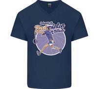 I Have Un Badminton Atteggiamento Divertente Uomo Scollo A V Cotone T-Shirt