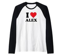 I Heart Alex First Name I Love Personalized Stuff Maglia con Maniche Raglan