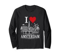 I Heart Amsterdam I Love Amsterdam Souvenir Maglia a Manica
