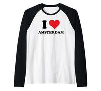 I Heart Amsterdam Netherlands Love Dutch Souvenir Maglia con Maniche Raglan