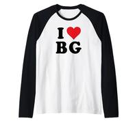 I Heart BG Initials I Love B.G. First And Last Name B G Maglia con Maniche Raglan