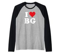 I Heart BG Initials I Love B.G. First And Last Name B G Maglia con Maniche Raglan