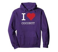 I Heart Coconut, I Love Coconut Felpa con Cappuccio, Unisex per Adulti, Viola, XXL