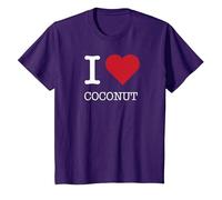 I Heart Coconut, I Love Coconut Maglietta, Bambini, Viola, 3 Anni
