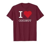 I Heart Coconut, I Love Coconut Maglietta, Uomo, Bordeaux, XL