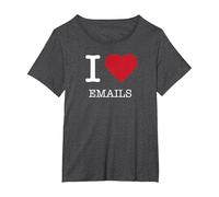 I Heart Email, Amo Le Email Maglietta, Donna Plus-Size, Grigio Scuro, 4X
