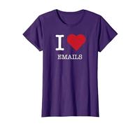 I Heart Email, Amo Le Email Maglietta, Donna, Viola, XXL