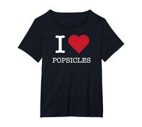 I Heart Ghiaccioli, I Love Popsicles Maglietta, Donna Plus-Size, Nero, 4X