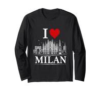 I Heart Milan I Love Milan Souvenir Maglia a Manica
