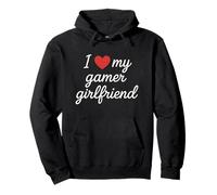 I Heart My Gamer Girlfriend Carino Cursive Cuore Rosso Amore Felpa con Cappuccio