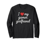 I Heart My Gamer Girlfriend Carino Cursive Cuore Rosso Amore Maglia a Manica