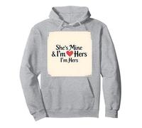 I Heart My Girlfriend: Lei è mia & Sono la Sua Citazione Romantica Felpa con Cappuccio, Unisex per Adulti, Grigio Melange, XXL